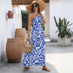 Abito lungo da donna <span class=keywords><strong>in</strong></span> porcellana celadon stampata, nuovo design estivo 2026, ideale per <span class=keywords><strong>vacanze</strong></span> e spiagge - Product Image 2