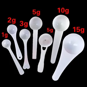 0.25ml 0.25g 1g 2g 3g 5g 10g 15g White Plastic Measuring Spoon Scoop For Milk Powder Tea Salt Round Flat Bottom Medicine