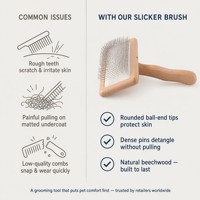Brosse démêlante en bois avec picots en acier inoxydable, pointes arrondies, sûre pour la peau, pour le toilettage des chats et des chiens
