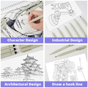 12 stylo de <span class=keywords><strong>dessin</strong></span> de conception de <span class=keywords><strong>dessin</strong></span> animé <span class=keywords><strong>dessin</strong></span>é à la main épais et mince à une extrémité stylo de <span class=keywords><strong>contour</strong></span> à encre permanente noire à séchage rapide - Product Image 6
