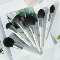 Set Kuas Makeup 15 Buah Warna Putih Mutiara Berkualitas Tinggi Dengan Bulu Sintetis Gagang Kayu untuk Riasan Bedak dan Foundation