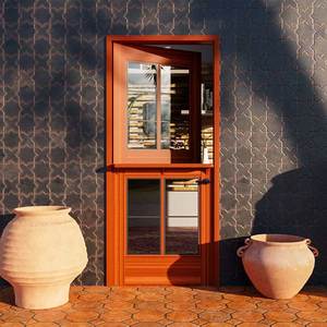 Portes d'entrée extérieures en bois de style farmhouse Sunnysky personnalisées avec vitres divisées, demi-securité et autres options pour maisons - Product Image 1