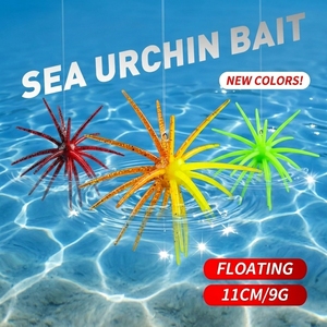 WildTrek 9g/11cm Nuovo Arrivo Disponibile All'ingrosso Esche Morbide Galleggianti a Forma di Riccio Marino in Gomma 20mm 20 Colori Glitter Tentacle Swim Bait Bass - Product Image 1