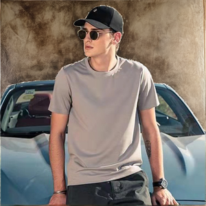 T-shirts à manches courtes unisexes pour hommes, coupe slim, 100% coton, motif uni, respirant, anti-boulochage, séchage rapide, imprimé en relief - Product Image 2