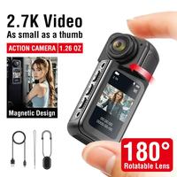 Cámara Deportiva Magnética de Pulgar con Pantalla de 1.47'' y 2.7K 120 °   Cámara de Bicicleta WiFi de Gran Angular para Exteriores, Manos Libres, para Grabación de Video de Bebés