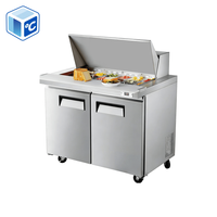Table de préparation réfrigérée commerciale UL en acier inoxydable avec planche à découper et bacs GN pour salade et sandwichs