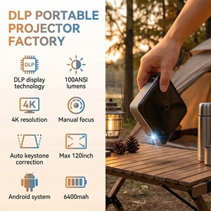 Nouveauté 2026 : <span class=keywords><strong>Projecteur</strong></span> DLP 3D intelligent Android 4K S100, vidéoprojecteur <span class=keywords><strong>LED</strong></span> 480P pour camping en extérieur, avec écran de projection manuel - Product Image 1