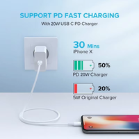 Chargeur USB-C 20W pour iPhone, adaptateur USB-C 20W UE/US pour iPhone, charge rapide USB-C pour iPhone, adaptateur Type-C 20W