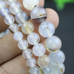 สร้อยข้อมืออาเกตสีขาว 6 มม. ลูกปัดกลม เครื่องประดับหินธรรมชาติ ของขวัญสำหรับผู้หญิง ของขวัญวันเกิดสำหรับเด็กผู้หญิง ต้นกำเนิดหางโจว - Product Image 2