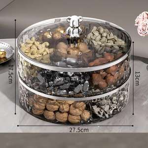 Kotak Penyimpanan Camilan Plastik Injeksi Kedap Udara Mewah <span class=keywords><strong>2</strong></span> Lapis untuk Buah Kering dan Kacang 27.5*27.5*13cm - Product Image 6