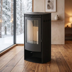 <span class=keywords><strong>Estufa</strong></span> de <span class=keywords><strong>Leña</strong></span> Independiente con Vidrio Curvo, Certificación CE, 9KW, Alta Eficiencia, Chimenea Interior con Función de Cocina, OEM ODM - Product Image 4