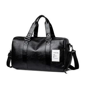 Black Men Duffle Bags Waterproof PU Luggage Travel Bags for Man Office Tote Large Capacity Weekend bag
