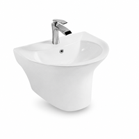 Lavabo en céramique minimaliste moderne, lavabo mural artistique pour salle de bain, évier mural