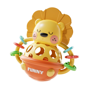 Adorable jouet <span class=keywords><strong>à</strong></span> <span class=keywords><strong>bascule</strong></span> en forme de <span class=keywords><strong>lion</strong></span> de dessin animé, hochet en caoutchouc souple <span class=keywords><strong>à</strong></span> main, boule <span class=keywords><strong>à</strong></span> agiter en plastique pour nouveau-né - Product Image 1