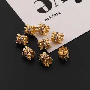 Double-sided Crown Flower Spacer Bead Alloy Plated Silver Gold Black For <b>Bracelet</b> Making DIY Jewelry Accessories - Product Image 4