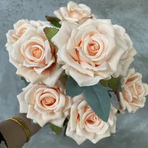 LFR137 Luckygoods Bunga Mawar Kualitas Tinggi Harga Kompetitif Bunga Mawar Sutra Buatan untuk Pernikahan