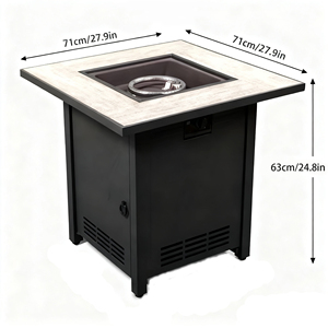 Natural Gas Outdoor Rectangle Stainless Steel <b>Fire</b> Bowl <b>Table</b> <b>Fire</b> <b>Pit</b> <b>with</b> Eco-Friendly Design 40000 BTU Heating Output - Product Image 2