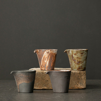 Tasse à thé japonaise en céramique brute faite à la main avec bec verseur, mug en grès résistant à la chaleur pour un usage domestique, service à thé quotidien