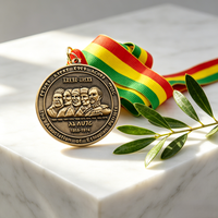 [LuckyCraft/2026] Medaglie Commemorative Personalizzate con Rilievo 3D, in Lega di Zinco Ottone Anticato, con Nastro Bandiera Etiope