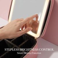 Trousse de Maquillage Portable Grande Capacité avec Séparateurs Ajustables CF, Miroir LED Lumineux Intégré pour Maquilleurs Professionnels et Voyage