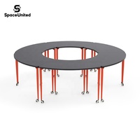 Table de formation ergonomique incurvée en métal robuste de style industriel SpaceUnited pour salles de conférence