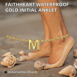 FaithHeart Bracelets <span class=keywords><strong>de</strong></span> <span class=keywords><strong>cheville</strong></span> pour femmes avec initiale, étanches, plaqués <span class=keywords><strong>or</strong></span> 14 carats, en acier inoxydable inaltérable, superposés, pour l'été - Product Image 5