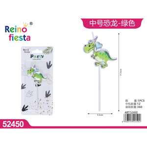 เทียนวันเกิดไดโนเสาร์สีเขียวขนาดกลางสำหรับตกแต่งเค้กอุปกรณ์สำหรับงานเฉลิมฉลอง - Product Image 1