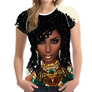 Sublimations-T-Shirt mit afrikanischen Mädchenmotiven, bedruckte Damen-Tops, individuelles Rundhals-T-Shirt, 3D-Fotodruck-T-<span class=keywords><strong>Shirts</strong></span> - Product Image 4