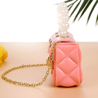 Mini sac bandoulière en PVC pour femmes et enfants, petit porte-monnaie imperméable avec chaîne en perles et diamants, sac à main d'hiver tendance DIY