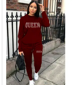 F2091 Herfst En Winter Dames Nieuwe Hot Sale Queen Letter Hot Boren Casual Sportpak