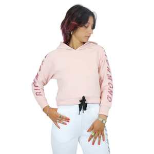 Felpa da donna con cappuccio oversize rosa UWP23046FE felpa leggera di alta qualità con Logo personalizzato stampato in stile quotidiano con foro adatto per tutto l'inverno - Product Image 2