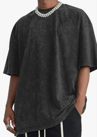 T-shirt vintage asymétrique col rond imprimé à franges pour hommes 100% coton respirant 280g tricoté écologique Street Style décontracté Emo