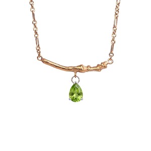 Collier tendance en cuivre plaqué or 14 carats avec pendentif goutte d'eau en zircon, bijou pierre de naissance - Product Image 5