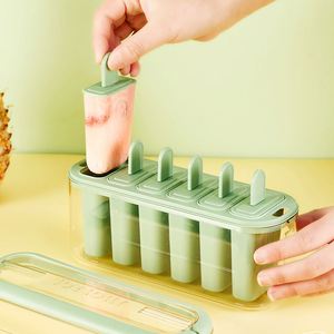 Juego de moldes para helados de 6 cavidades con asa, moldes para paletas de hielo de calidad alimentaria, moldes reutilizables para helados congelados para fiestas, yogur y jugo - Product Image 4