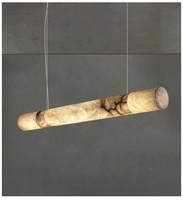 Lustre VEKO en albâtre, tube rond, simple, en marbre, pour salle à manger