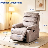 Sillón Reclinable Eléctrico Moderno de Terciopelo con Masaje, Calor, Carga Inalámbrica, Portavasos y Bolsillo Lateral para Personas Mayores