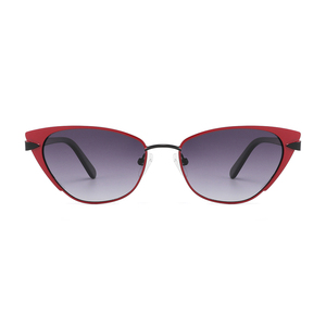 Gafas de sol tipo ojo de gato para mujer, montura roja, lentes degradadas, 100% protección UV, protección solar para adultos - Product Image 1
