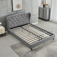 Ensemble de literie en tissu pour chambre à coucher, cadre de lit en bois à lattes, base de lit rembourrée