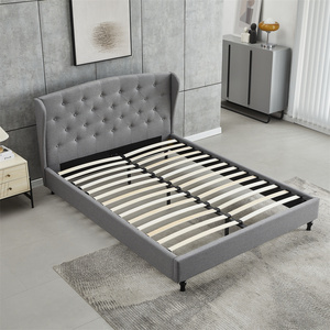 Ensemble de literie en tissu pour chambre <span class=keywords><strong>à</strong></span> coucher, cadre de lit en bois <span class=keywords><strong>à</strong></span> <span class=keywords><strong>lattes</strong></span>, base de lit rembourrée - Product Image 2