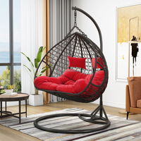 Balançoire suspendue moderne et personnalisable en rotin tressé double pour patio, jardin, salon extérieur, parc, hôtel, enfants et adultes, pour la détente