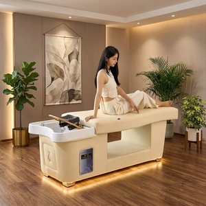 Table de massage moderne en cuir synthétique pour spa, lit de shampoing thaïlandais, idéal pour salon de coiffure, lavage de cheveux, soins du visage, usage spécifique - Product Image 1