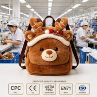 Sac à dos pour enfants en peluche douce, renne de Noël, ours, sac animal mignon pour tout-petits, utilisation quotidienne et cadeau de Noël