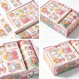 Juego de pegatinas de cinta Washi con dibujos animados, blocs de notas coloridos para decoración de diario - Product Image 5