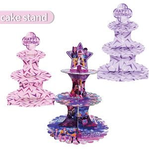 Marchandises Kpop Devil Girl : Bannière d'<span class=keywords><strong>anniversaire</strong></span>, Support à gâteau, Étiquette suspendue, Marque-page, Piñata, Sac cadeau, Boîte à bonbons, Décoration de fête Demon Hunter - Product Image 2
