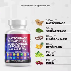 Cápsulas de Enzimas VitaHall Nattokinase Serrapeptase Lumbrokinase com Bromelaína, Papaína, Enzimas de Mamão, Rutina e Vitamina - Product Image 3