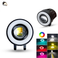 Projecteur extérieur pour moto de 3 pouces avec anneau RGB Angel Eye, phare LED bicolore tout-terrain pour voiture Hallo Auto