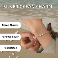 Bracelets en argent sterling 925 avec charme océanique mignon et perle &amp;   Pendentifs étoiles de mer, chaîne perlée, bijoux de plage pour femmes, cadeau d'été
