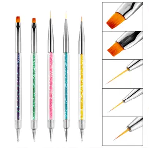 AS 9 PCS Madeira UV Gel Nail Art Design Set Dotting Liner Pintura Desenho Polonês Escova Caneta Ferramentas 3D Dicas DIY Nail Gel Brush Set