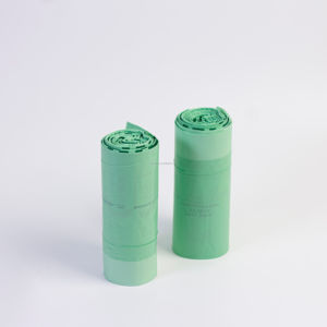 Sacs poubelle biodégradables durables personnalisés avec cordon de serrage, en PLA et amidon de maïs, thermosoudés pour usage domestique - Product Image 2