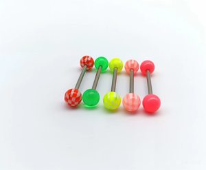 Piercing de Lengua HGC 316L, Barra Recta de Acrílico, Joyería para Perforaciones Corporales para Hombres y Mujeres, Piercing de Lengua y Pezón - Product Image 1
